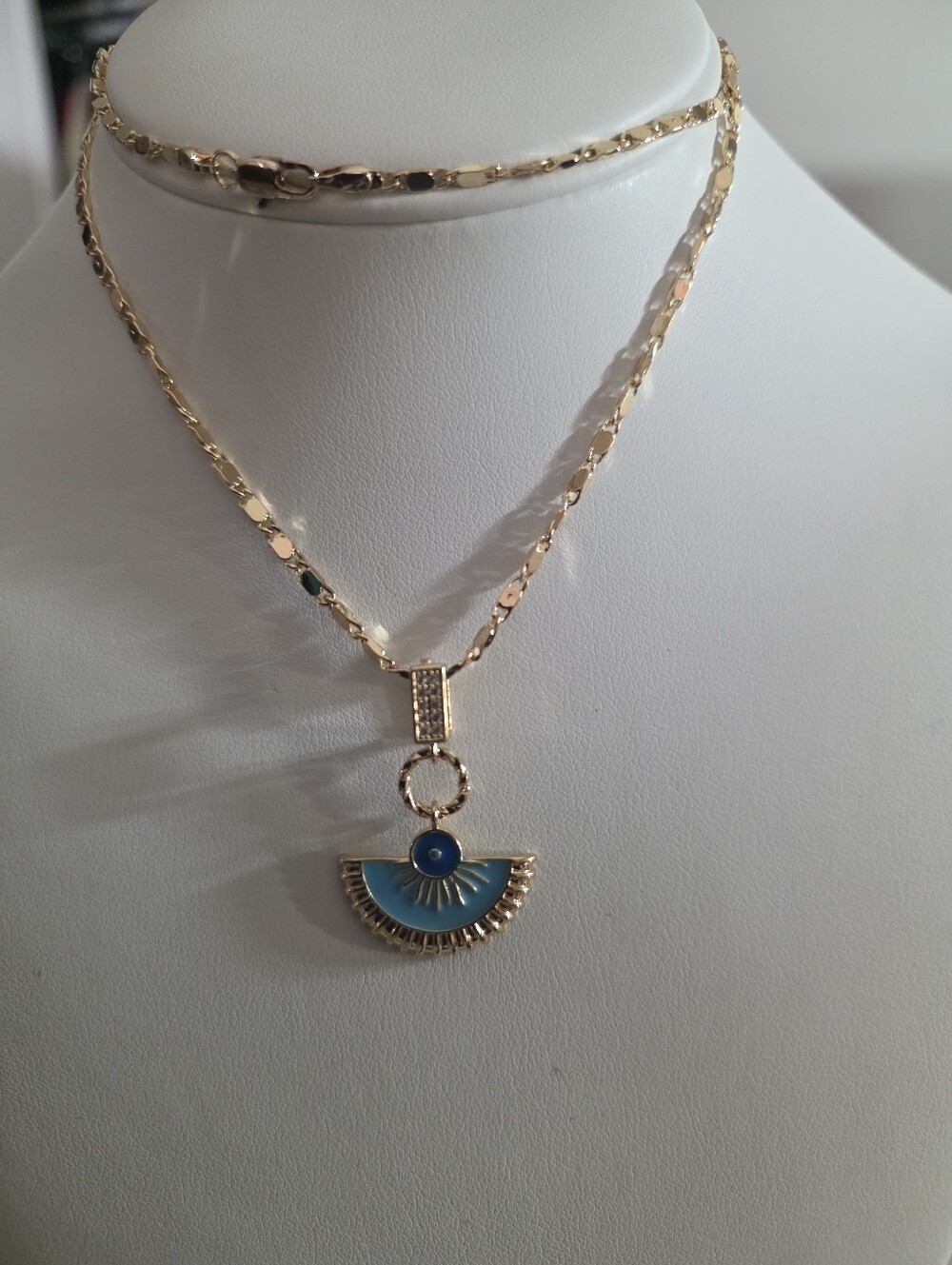 Adina Pendant Gold Tone Stainless Steel Egyptian Lotus Pendant Necklace 20"